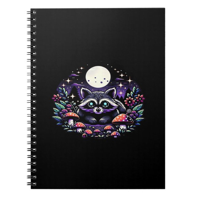 Whimsical Whimsigoth Racoon Under Moonlight Vinta Notebook (Front)