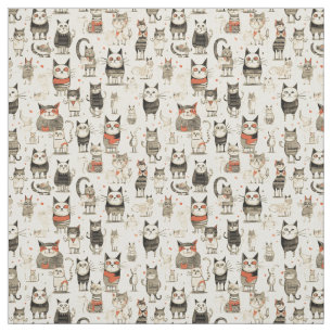 Whimsical Whiskers: Whimsy Cat Fabric