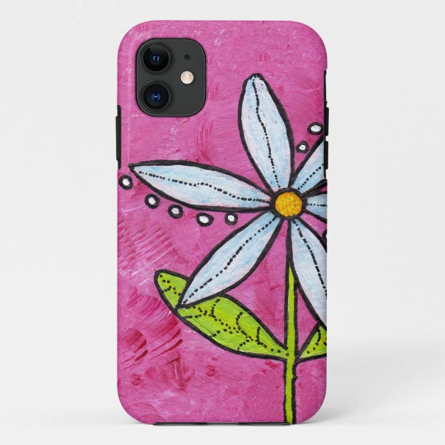 Whimsical White Daisy Flower Pink Case-Mate iPhone Case (Back)