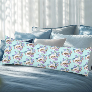 Whimsical White Fairy Cat Blue Mushroom Fantasy Body Cushion