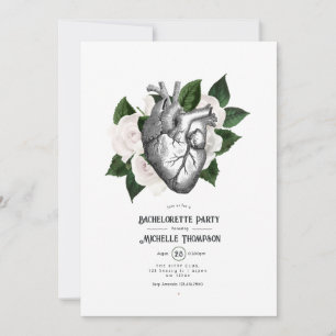 Whimsical White Floral Gothic Bachelorette Party Invitation
