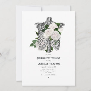 Whimsical White Floral Gothic Bachelorette Weekend Invitation