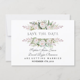 Whimsical White Flowers Frame Save The Date