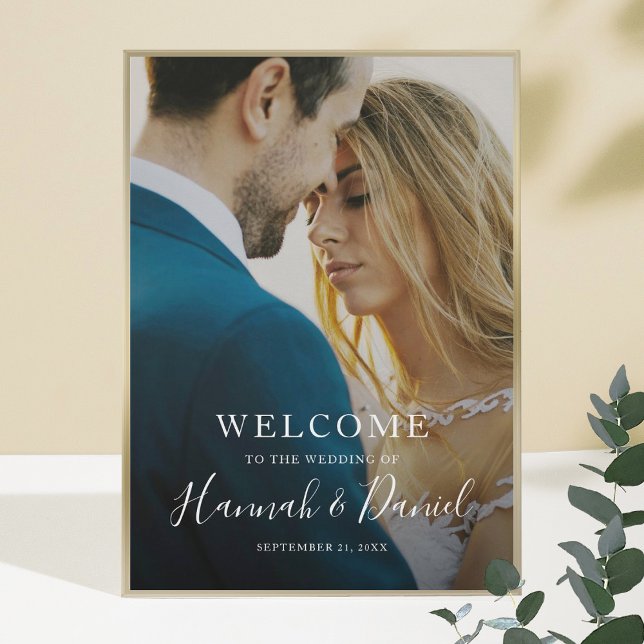 Whimsical White Modern Photo Wedding Welcome Poster (Creator Uploaded)