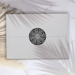 Whimsical White on Black Flourish Sticker