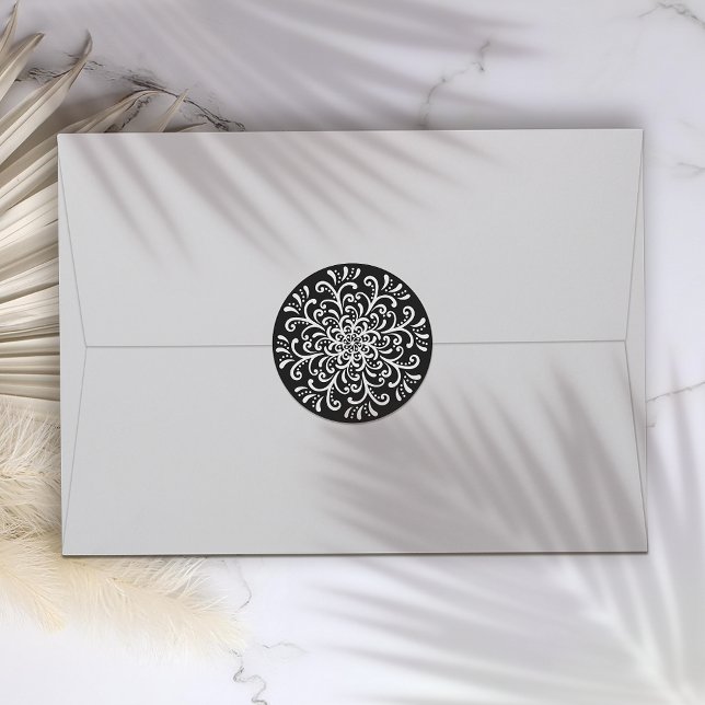 Whimsical White on Black Flourish Sticker (Creator Uploaded)