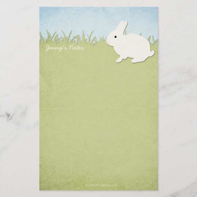Whimsical White Rabbit Stationery (Front)