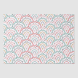 Whimsical White Rainbows and Hearts Pastel Tissue Paper