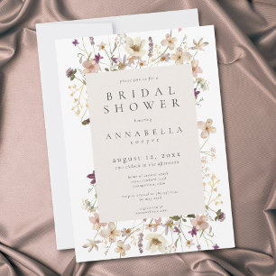 Whimsical White Wildflower Floral Bridal Shower Invitation