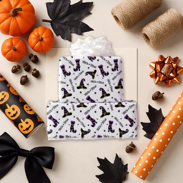 Whimsical White Witch Legs Halloween  Wrapping Paper (Creator Uploaded)