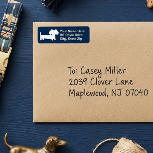 Whimsical Wiener Dog Navy Blue Address Label Return Address Label