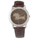 Whimsical Wiener Dog Watch Unisex Chocolate Brown