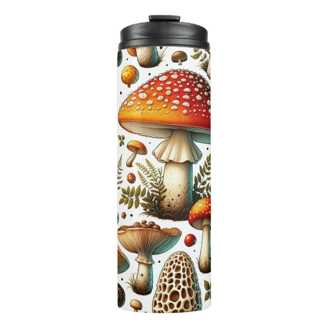 Whimsical Wild Mushrooms Thermal Tumbler (Front)