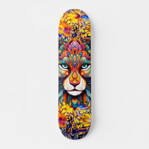 Whimsical Wild Tiger Abstract Art Skateboard Deck