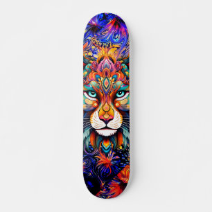 Whimsical Wild Tiger Abstract Art Skateboard Deck