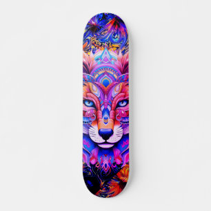 Whimsical Wild Wolf Abstract Art Skateboard Deck