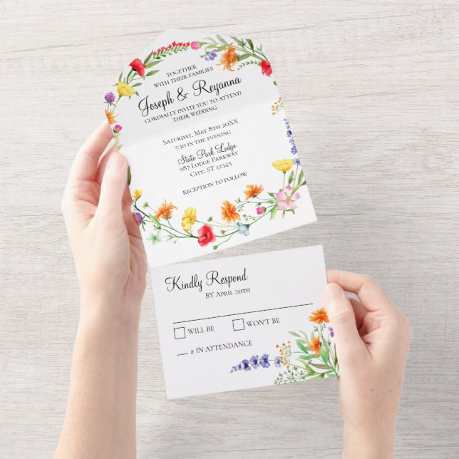 Whimsical Wildflower All In One Invitation (Tearaway)