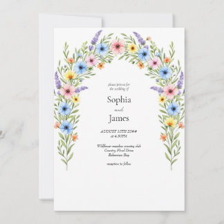 Whimsical Wildflower Arch Wedding Invitation