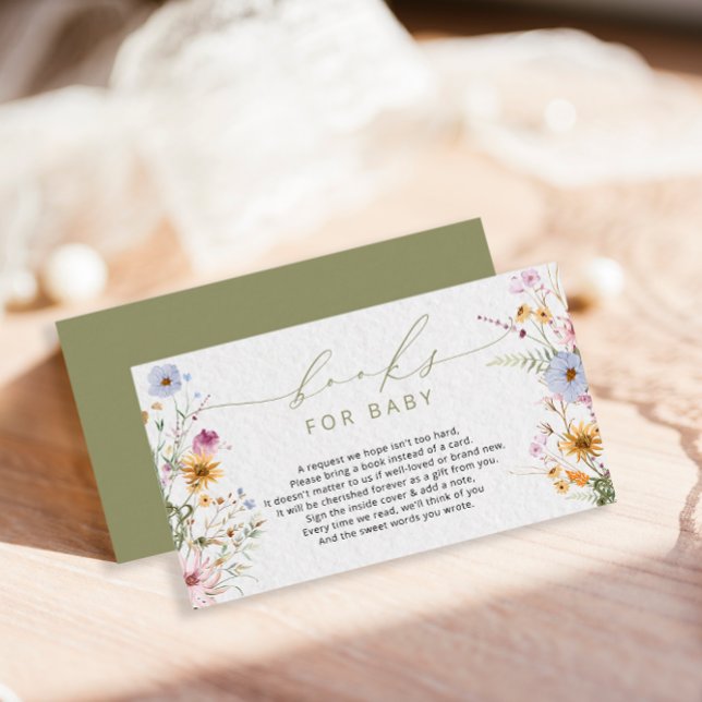 Whimsical Wildflower Baby Shower books Enclosure Card (Creator Uploaded)