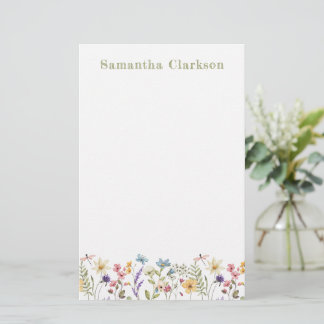 Whimsical Wildflower Bloom Colorful Spring Garden Stationery