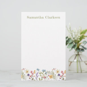 Whimsical Wildflower Bloom Colourful Spring Garden Stationery