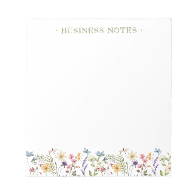 Whimsical Wildflower Bloom Colourful Spring Notepad (Front)