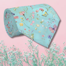 Whimsical Wildflower Blue Neck Tie