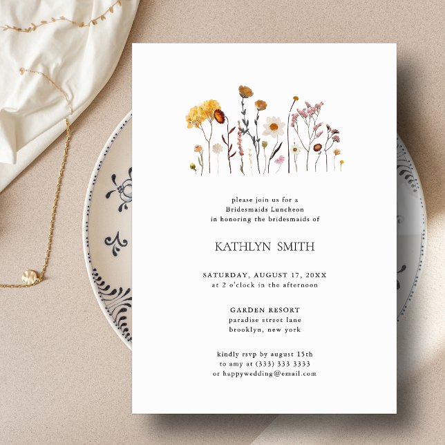 Whimsical Wildflower Boho Bridesmaids Luncheon Invitation (Creator Uploaded)