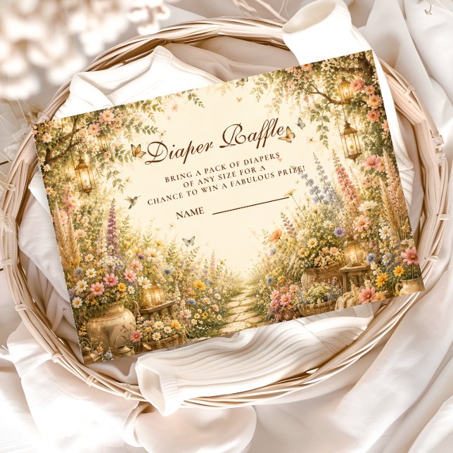 Whimsical Wildflower Boho Diaper Raffle Enclosure Card (Creator Uploaded)