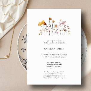Whimsical Wildflower Boho Wedding Bridal Luncheon Invitation