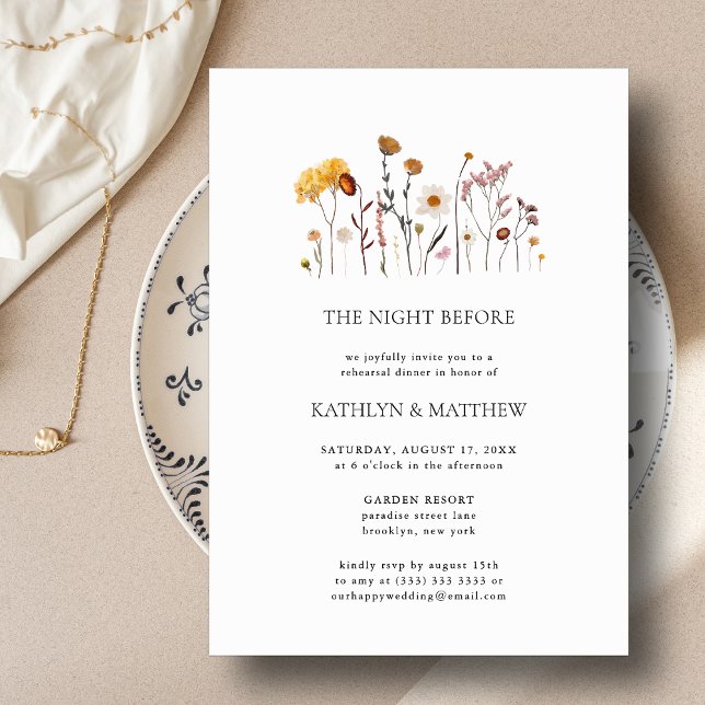 Whimsical Wildflower Boho Wedding The Night Before Invitation (Creator Uploaded)