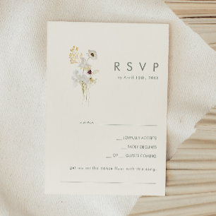 Whimsical Wildflower Bouquet Ivory Song Request RSVP Card