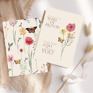 Whimsical Wildflower Butterfly Maid of Honor Invitation
