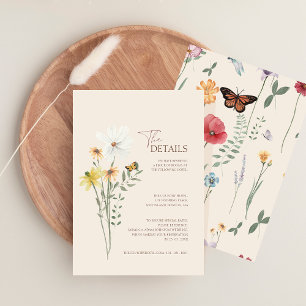 Whimsical Wildflower Butterfly Wedding Details Enclosure Card