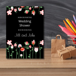 Whimsical Wildflower Dark Wedding Bridal Shower Invitation