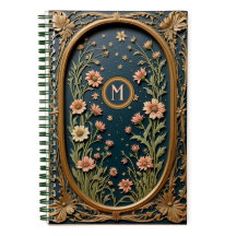 Whimsical Wildflower Evening Art Nouveau Monogram