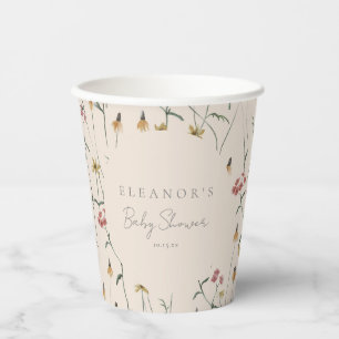 Whimsical Wildflower Floral Custom Baby Shower Paper Cups