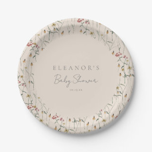 Whimsical Wildflower Floral Custom Baby Shower Paper Plate