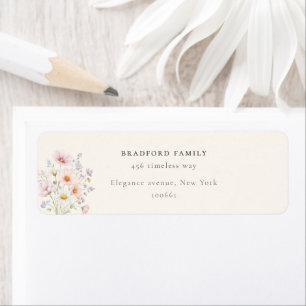 Whimsical Wildflower Ivory Botanical Return Address Label