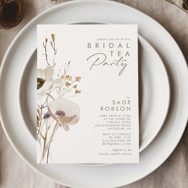 Whimsical Wildflower | Ivory Bridal Tea Party Invitation (Creator Uploaded)