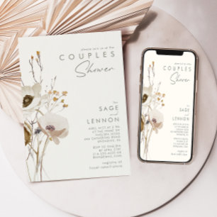 Whimsical Wildflower   Ivory Couples Shower Invitation