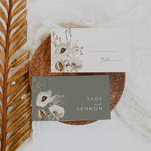 Whimsical Wildflower Ivory Flat Wedding Place Card