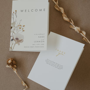 Whimsical Wildflower Ivory Folded Wedding Program