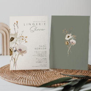 Whimsical Wildflower Ivory Lingerie Shower Invitation