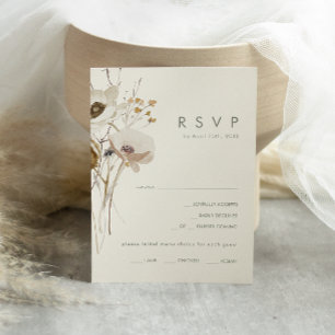 Whimsical Wildflower Ivory Menu Choice RSVP Card