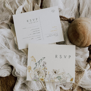 Whimsical Wildflower   Ivory Menu Choice RSVP Card
