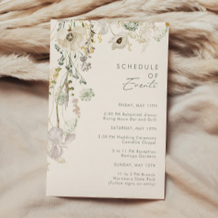 Whimsical Wildflower   Ivory Schedule of Events Enclosure Card