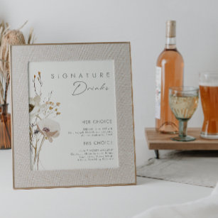 Whimsical Wildflower   Ivory Signature Drinks Sign