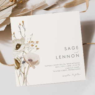 Whimsical Wildflower   Ivory Square Wedding Invitation