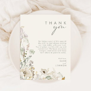 Whimsical Wildflower Ivory Thank You Card